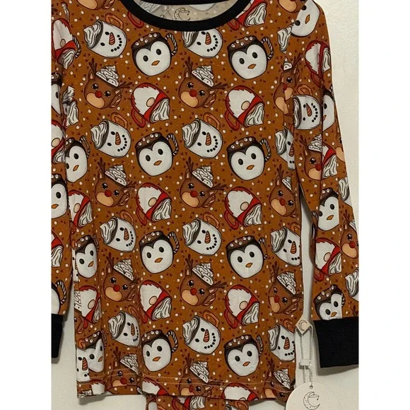 Gigi's Kids 4T PJ Set Long Sleeve Pants Snowman Penguin Reindeer Bamboo Blend - Picture 2 of 7